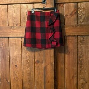 J. Crew Red and Black Buffalo Plaid A-Line Skirt